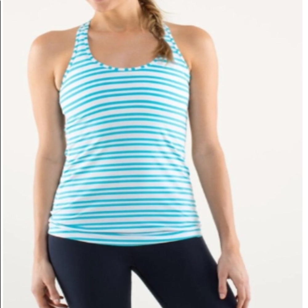 Lululemon Blue Stripe Cool Racerback Tank. Size 6